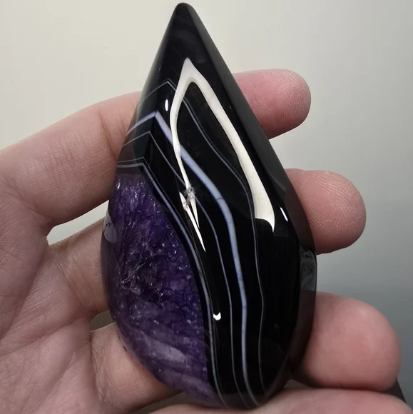Purple and Black Agate Crystal Teardrop Freeform - Picture 9 of 12